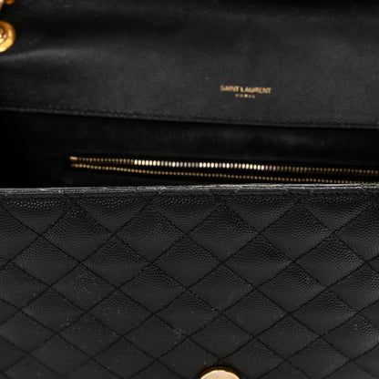 Saint Laurent Grain De Poudre Textured Mixed Matelasse Large Triquilt Monogram Satchel Black 21 of 35