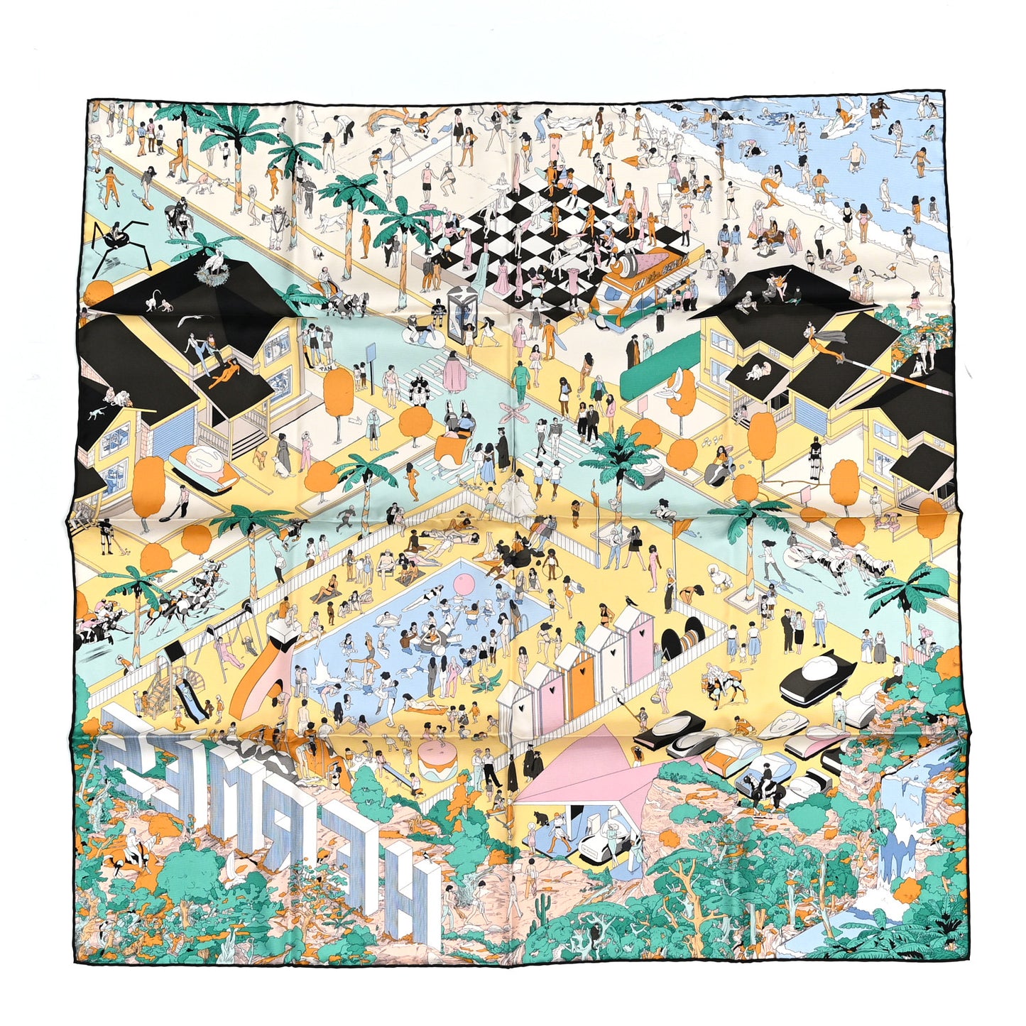 Silk On The Beach Scarf 90 Creme Menthol Ebene