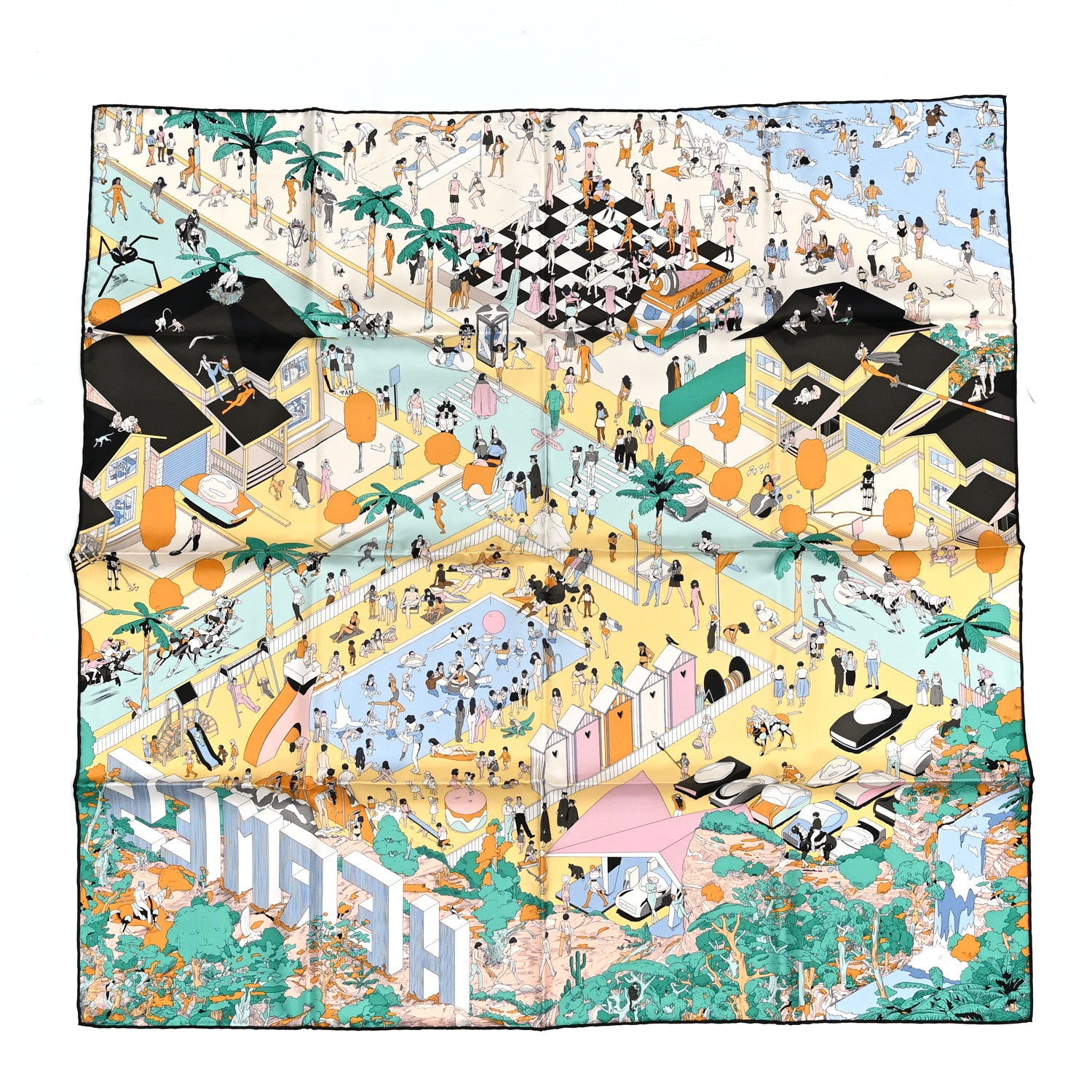 Hermes Silk On The Beach Scarf 90 Creme Menthol Ebene 1 of 4