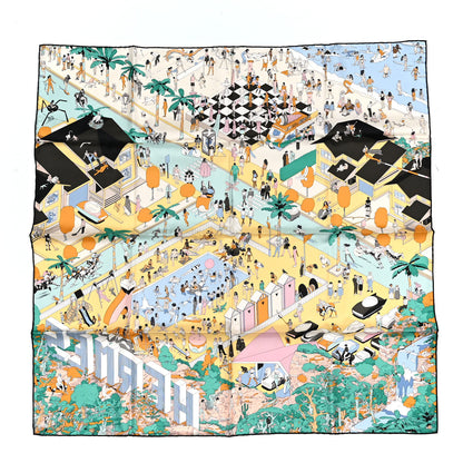 Hermes Silk On The Beach Scarf 90 Creme Menthol Ebene 1 of 4