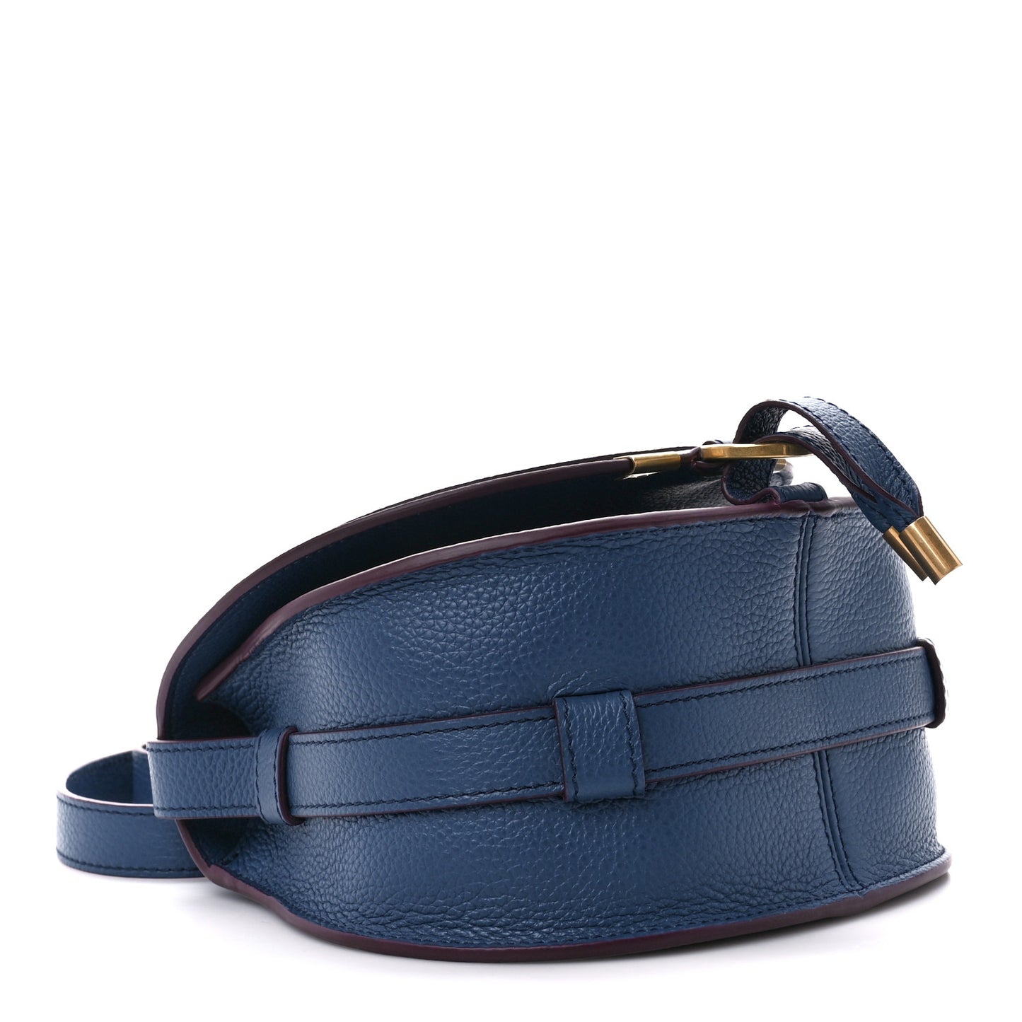 Grained Calfskin Small Marcie Saddle Bag Deep Denim