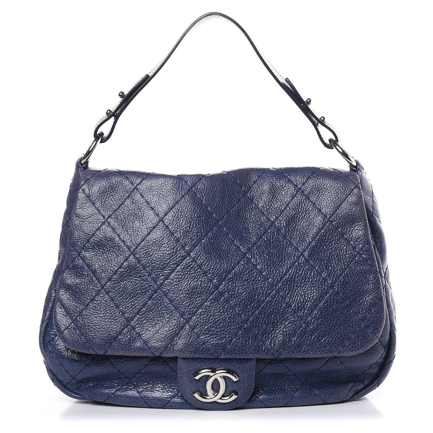 Glazed Calfskin Stitched XL On The Road Flap Blue