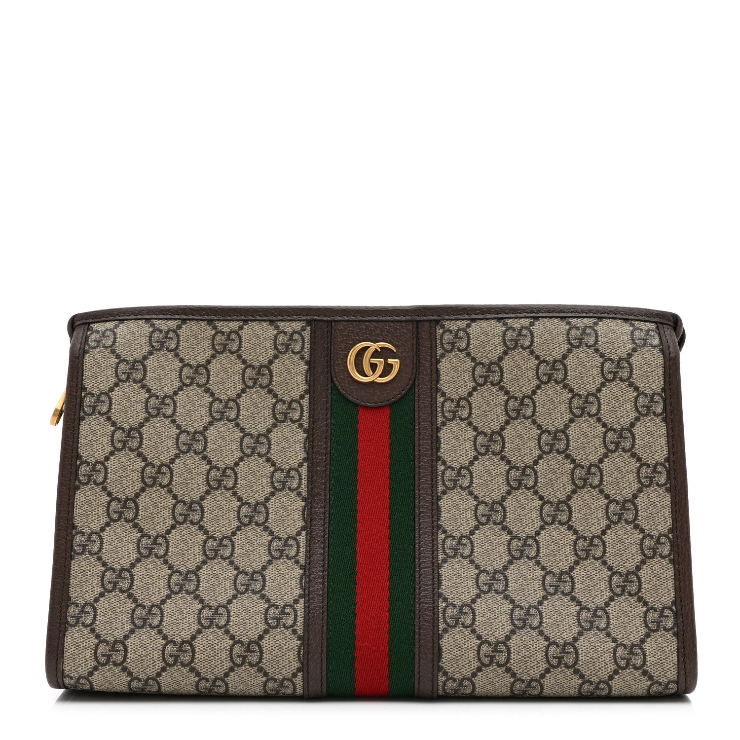 Gucci GG Supreme Monogram Web Ophidia GG Toiletry Case Beige New