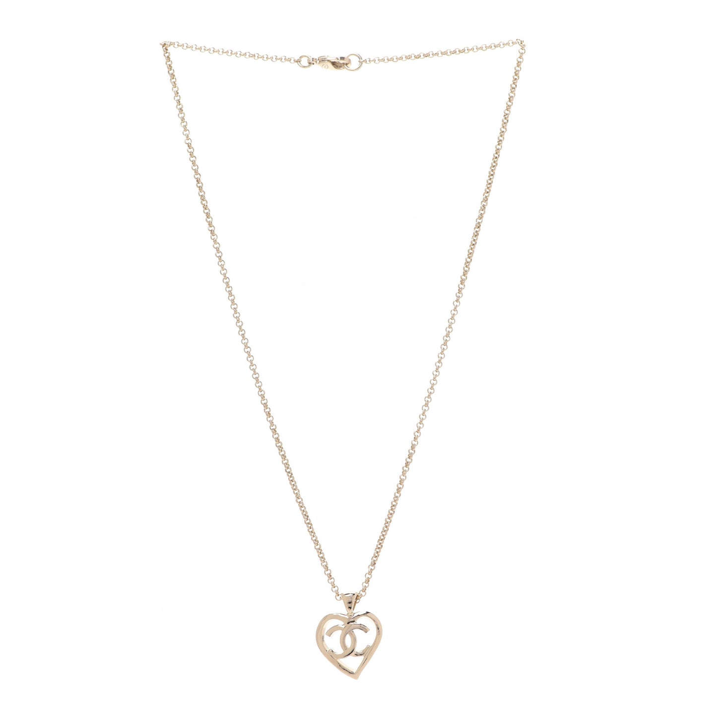 CC Heart Chain Pendant Necklace Gold