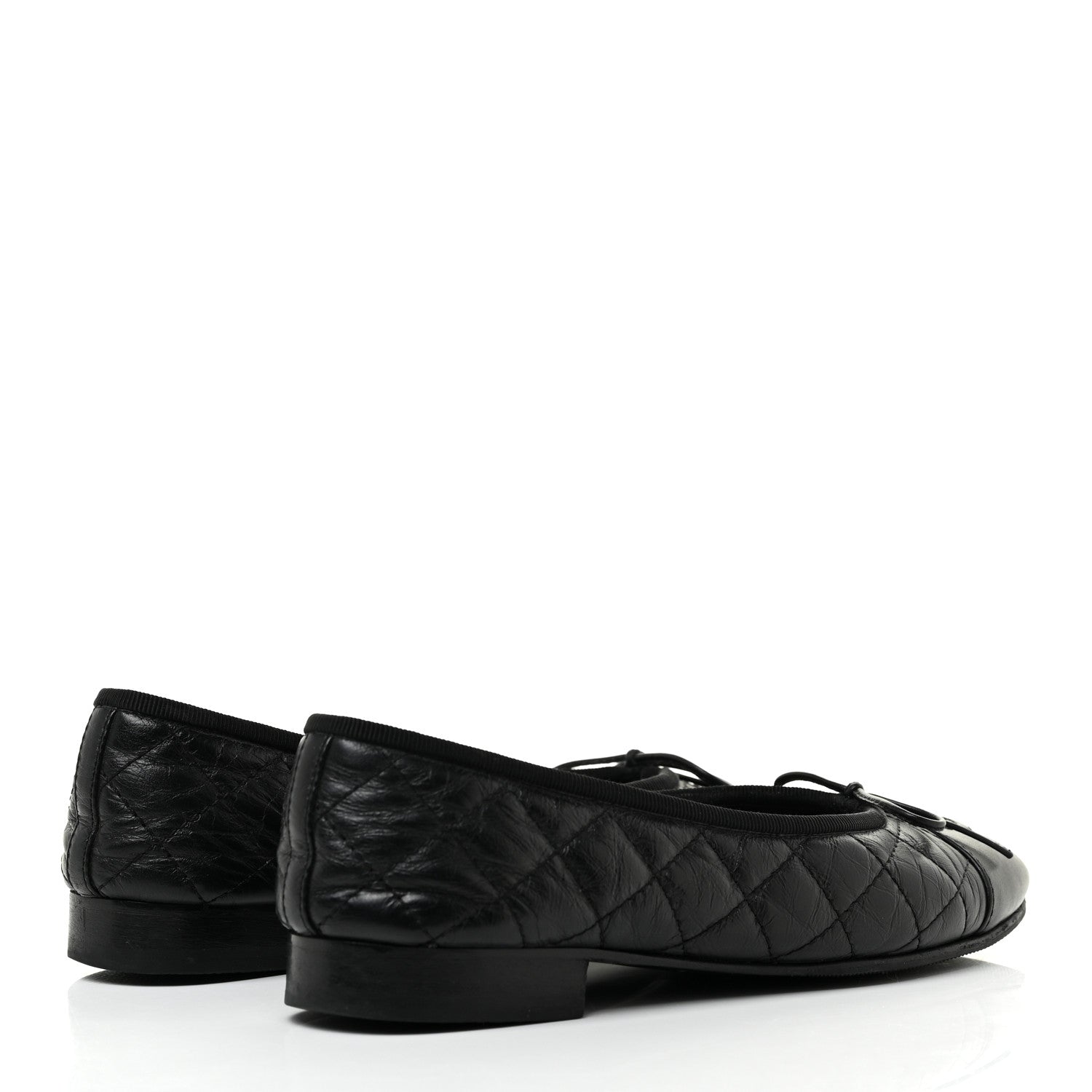 Chanel Aged Calfskin Quilted Cap Toe Ballerina Flats 35.5 Black 4 of 19