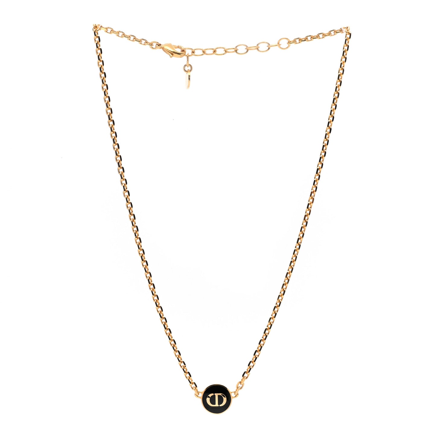 Metal CD Logo Necklace Gold Black