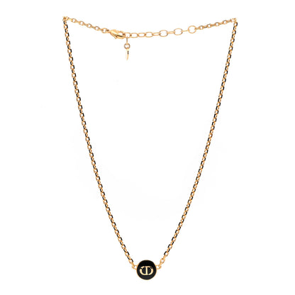 Christian Dior Metal CD Logo Necklace Gold Black 3 of 5
