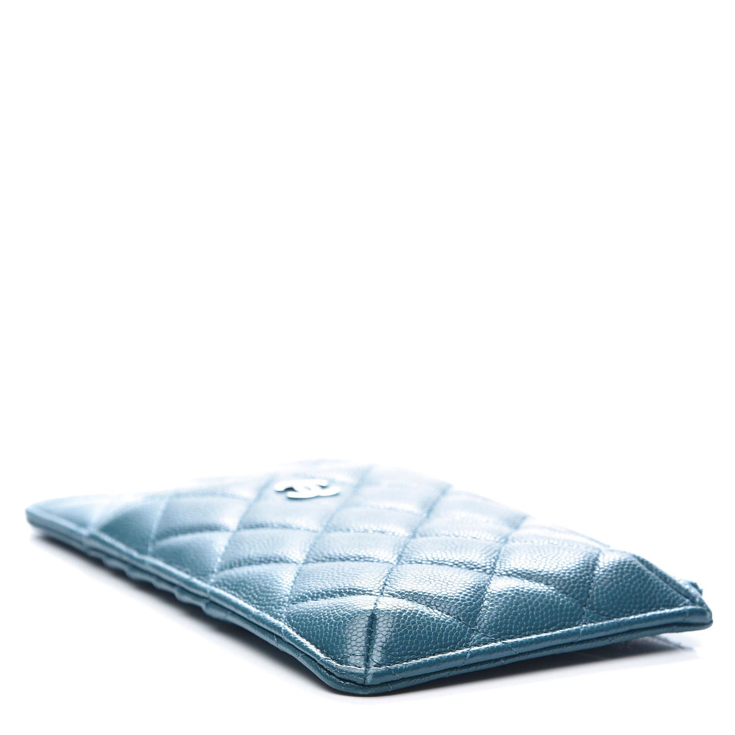 Caviar Quilted Classic Flat Wallet Pouch Dark Turquoise
