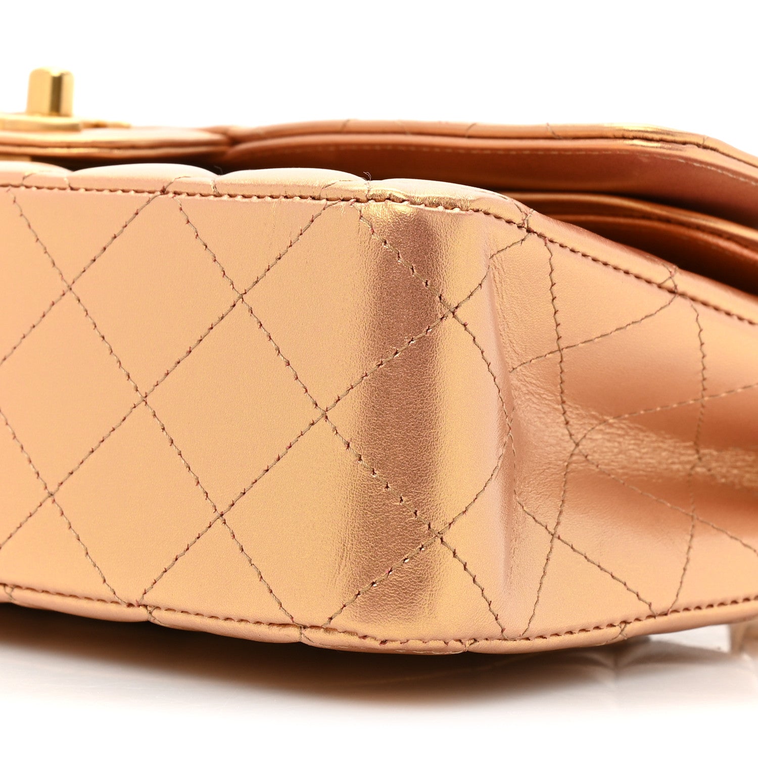 Chanel Metallic Lambskin Quilted Medium Double Flap Golden 9 of 15
