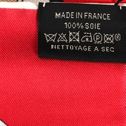 Hermes Silk Twill Grand Tralala 90 Rouge Bleu White 3 of 5