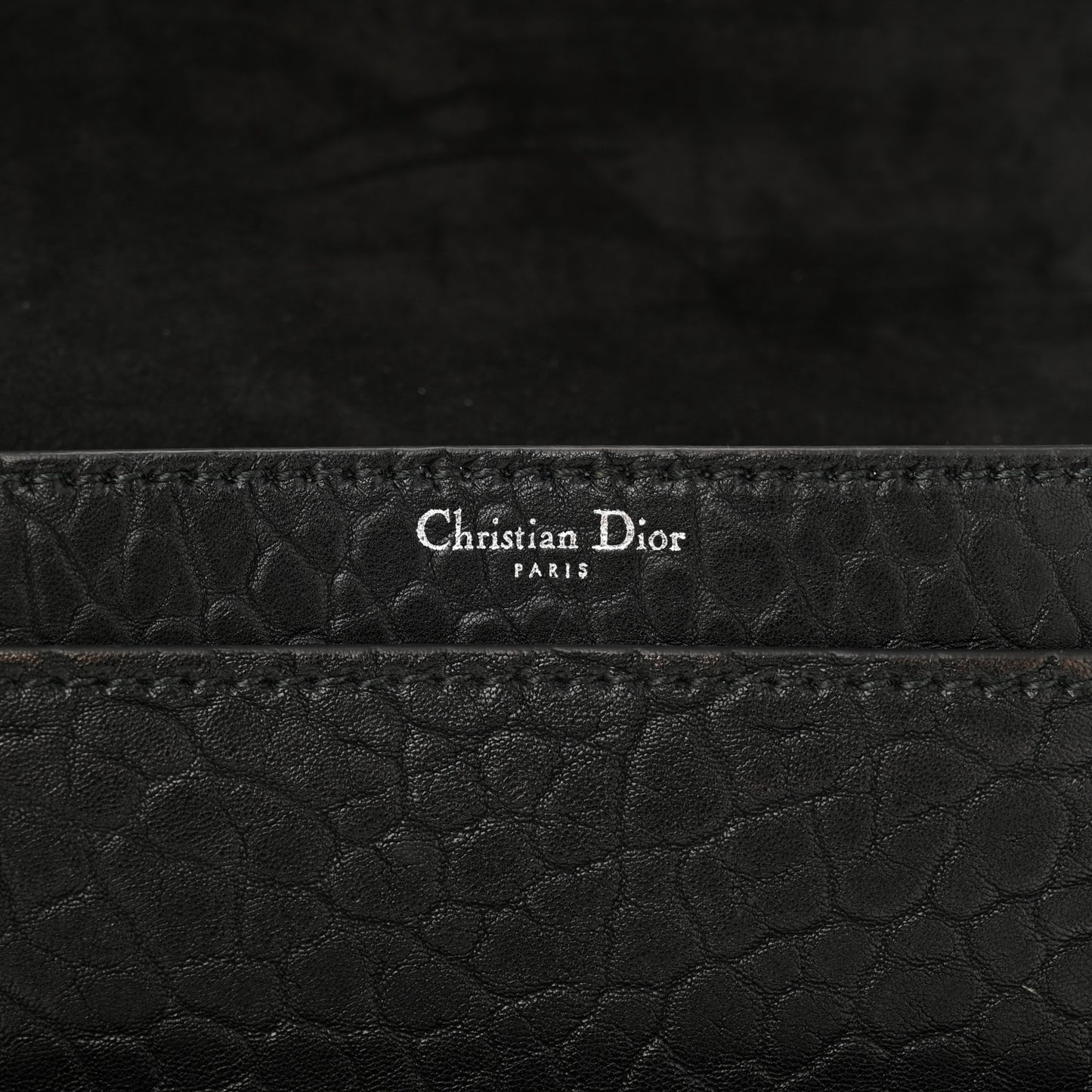 Canyon Grained Lambskin J'Adior Chain Flap Bag Black