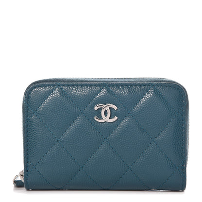 Chanel Caviar Quilted Zip Coin Purse Dark Turquoise 1 of 8