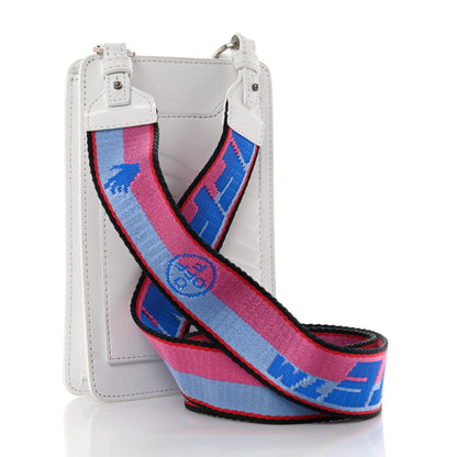 Off-White Saffiano Striped Phone Bag Black White 3 of 7