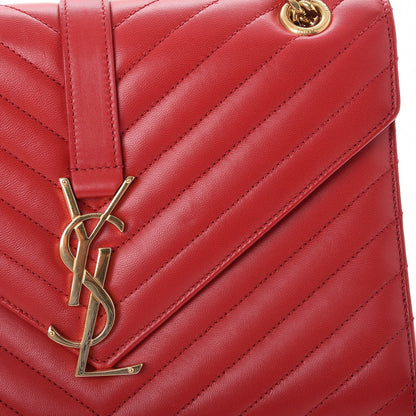 Saint Laurent Lambskin Matelasse Medium Monogram Satchel Lipstick Red 10 of 11