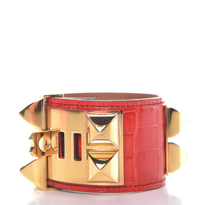 Hermes Shiny Alligator Collier De Chien CDC Bracelet S Geranium 3 of 7