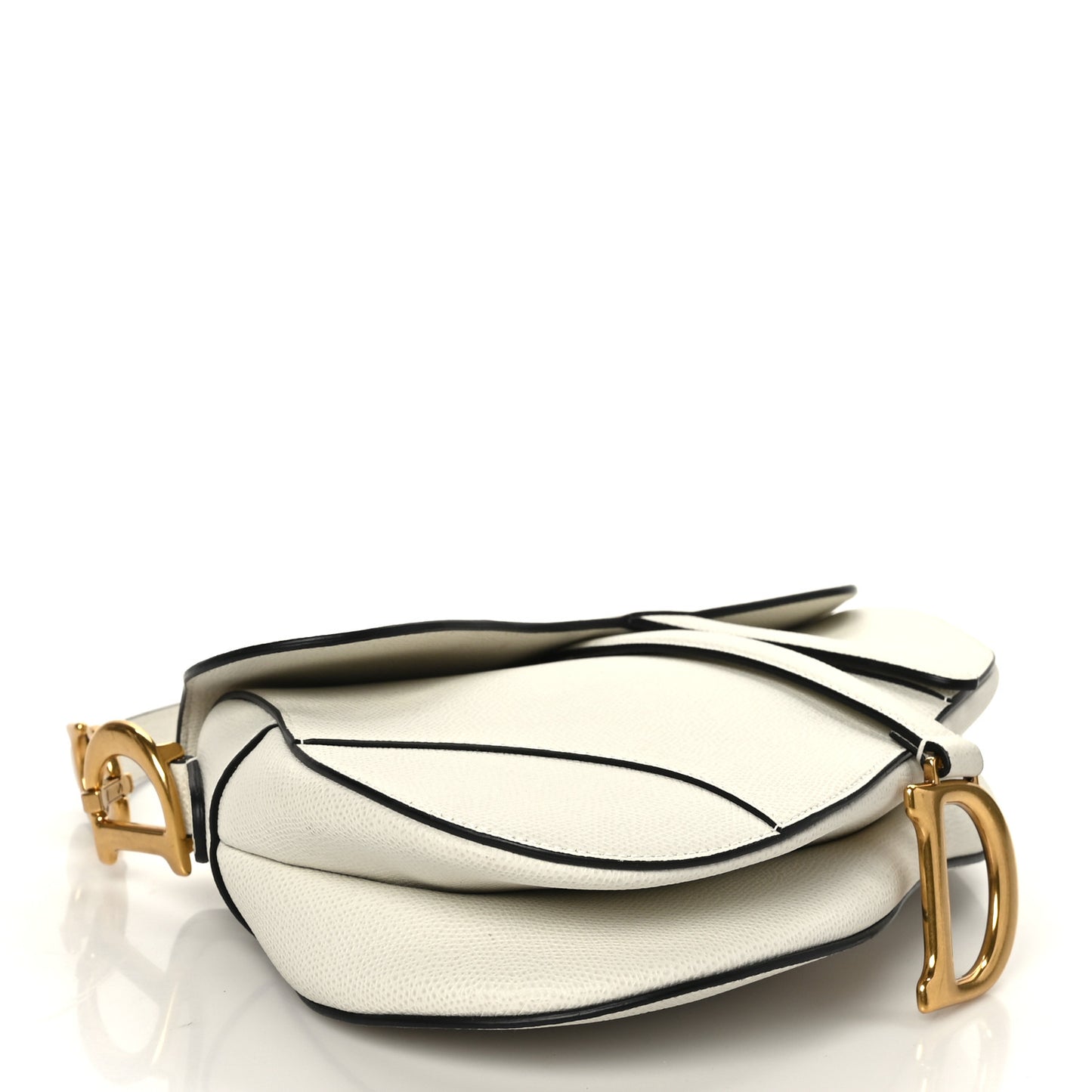 Grained Calfskin Saddle Bag White