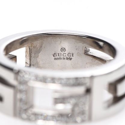 Gucci 18K White Gold Diamond Square G Band Ring 50 5.25 4 of 4