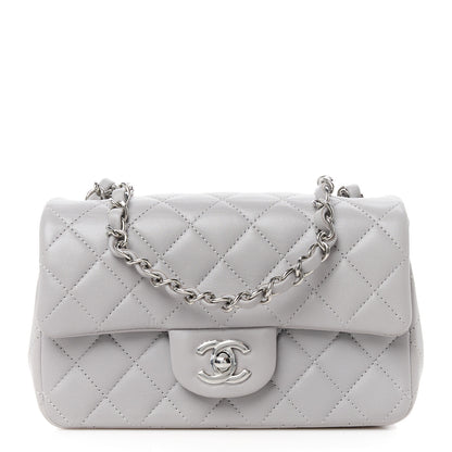 Chanel Lambskin Quilted Mini Rectangular Flap Grey 1 of 12