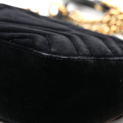 Gucci Velvet Matelasse Mini GG Marmont Shoulder Bag Black 11 of 25