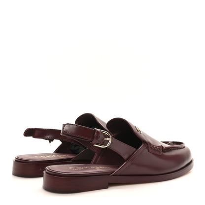 Chanel Shiny Calfskin Slingback Loafers 38 Burgundy 5 of 10