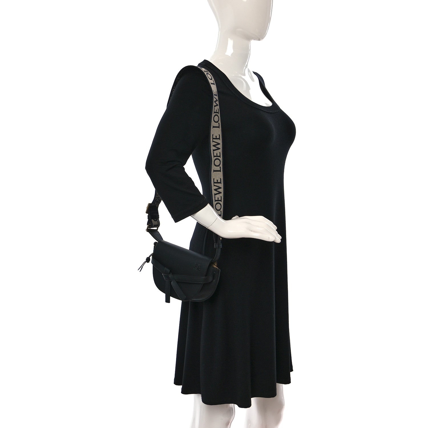 Loewe Calfskin Jacquard Mini Gate Dual Bag Black 2 of 8