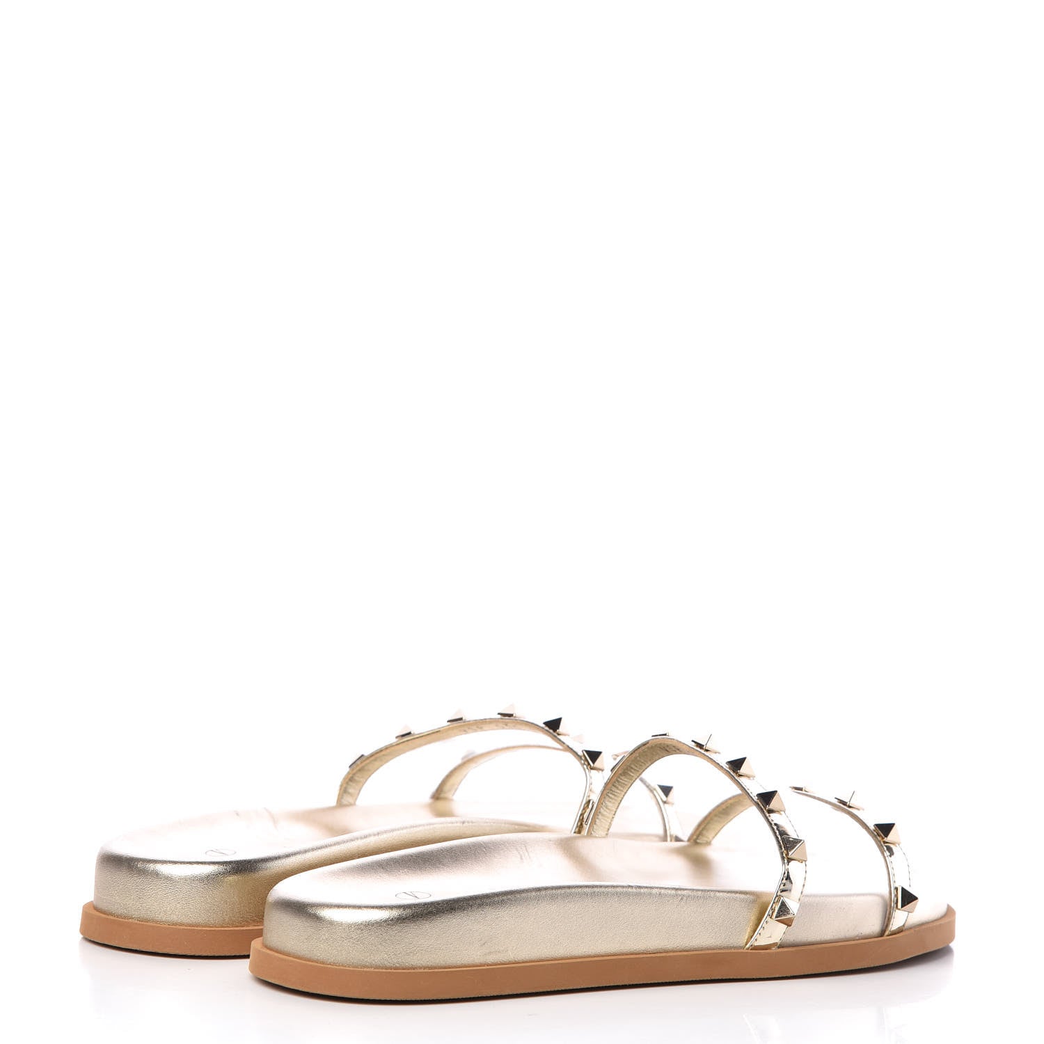 Valentino Garavani PVC Metallic Nappa Rockstud Moonwalk Flat Slide Sandals 39.5 Platino Transparent 4 of 8