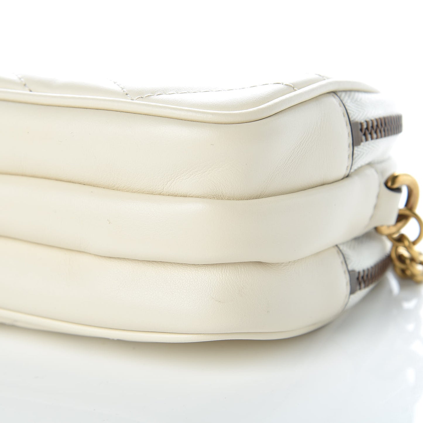 Calfskin Matelasse Mini GG Marmont Chain Crossbody Bag White
