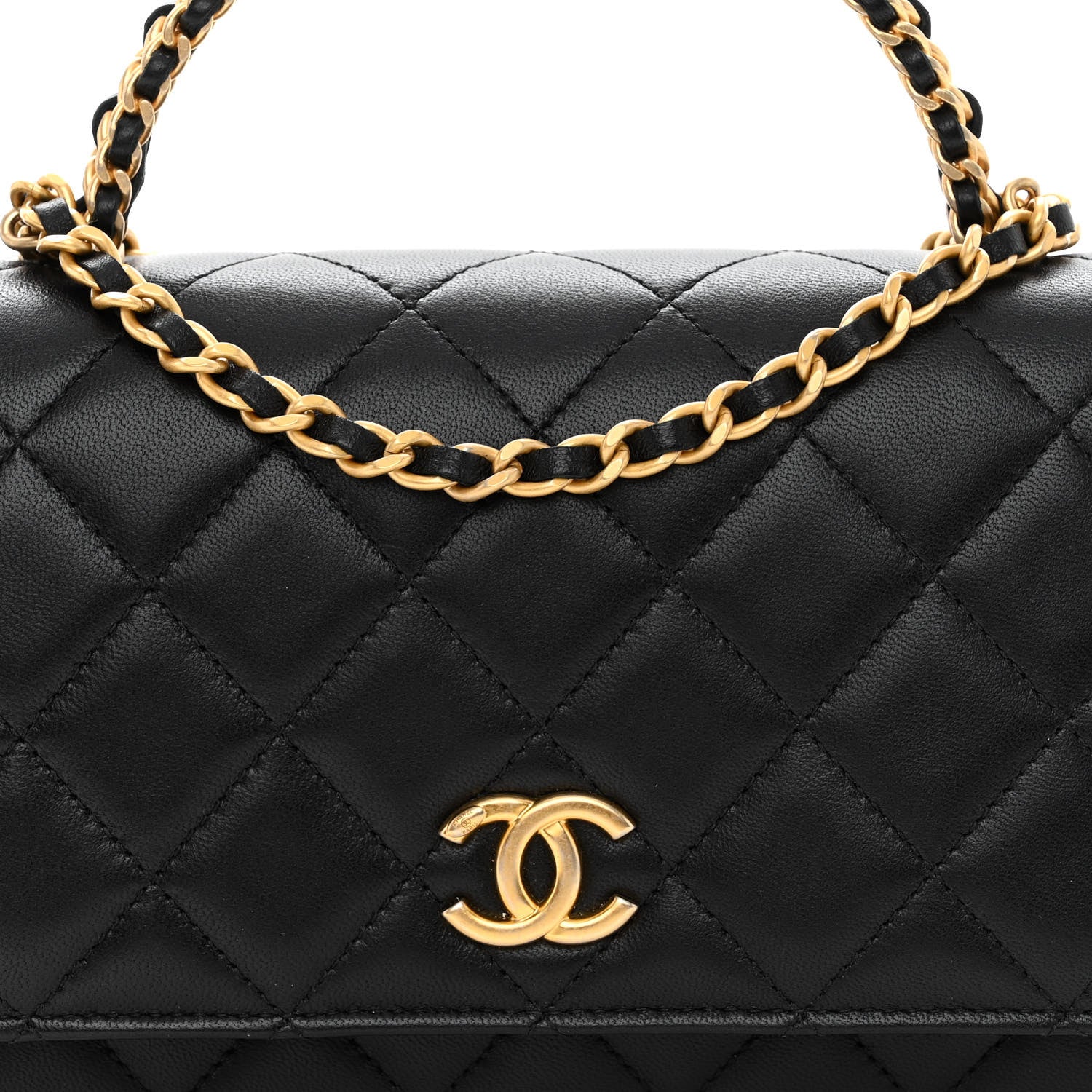 Chanel Lambskin Quilted Pick Me Up Wallet On Chain WOC Black 9 of 12