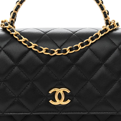Chanel Lambskin Quilted Pick Me Up Wallet On Chain WOC Black 9 of 12