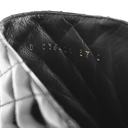 Chanel Shiny Lambskin Quilted Lace Up Combat Boots 37 Black 9 of 15