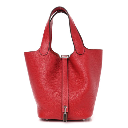 Hermes Taurillon Clemence Picotin Lock 18 PM Rouge Casaque 1 of 4