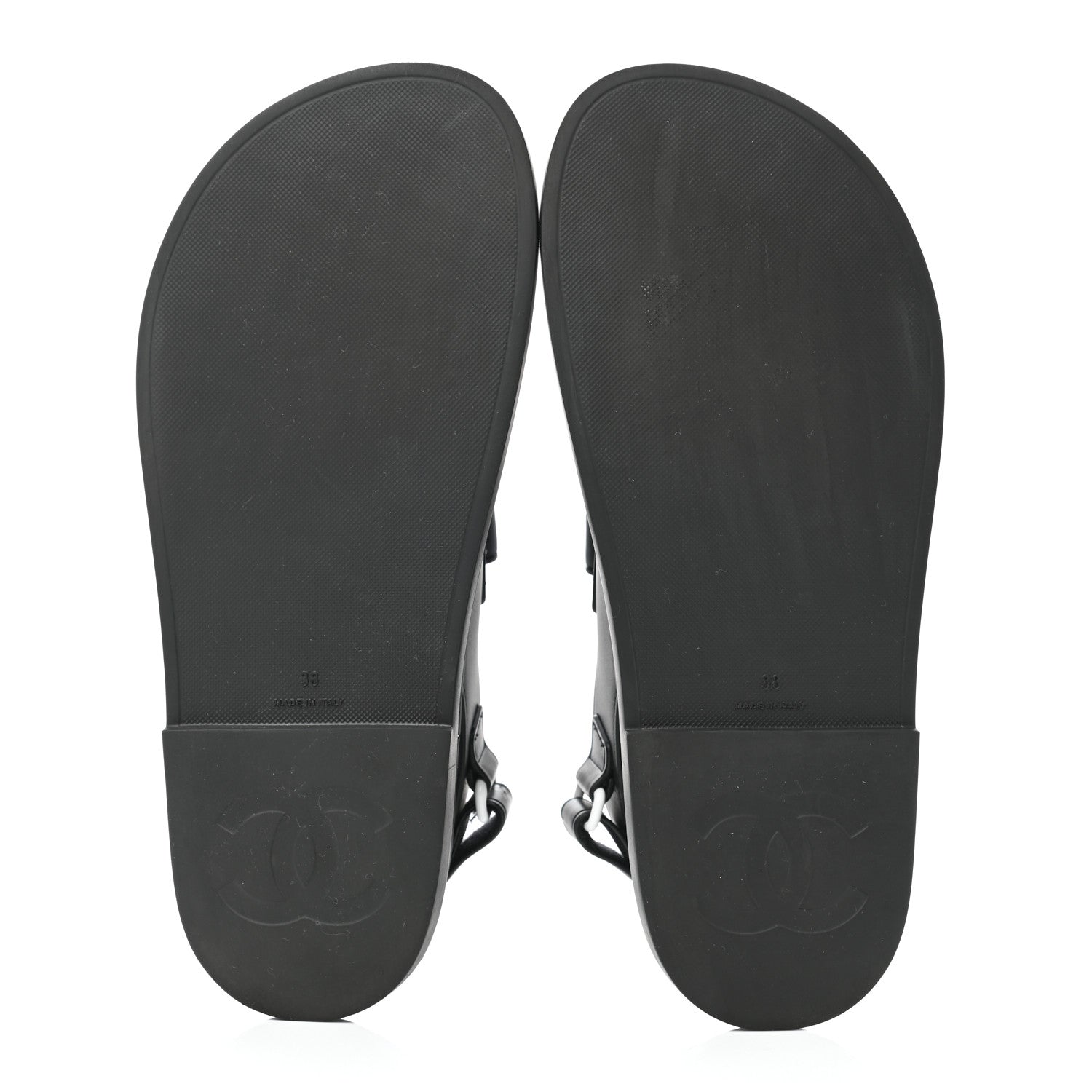 Chanel Rubber CC Dad Sandals 38 Black 5 of 9