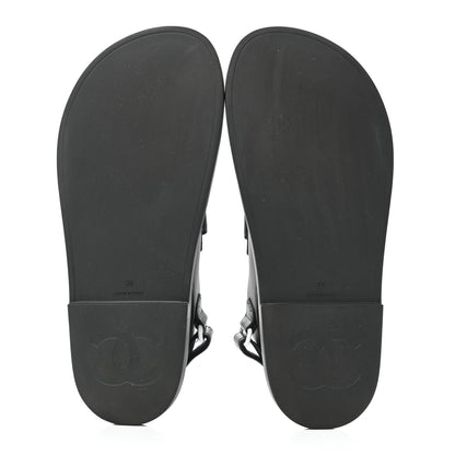 Chanel Rubber CC Dad Sandals 38 Black 5 of 9