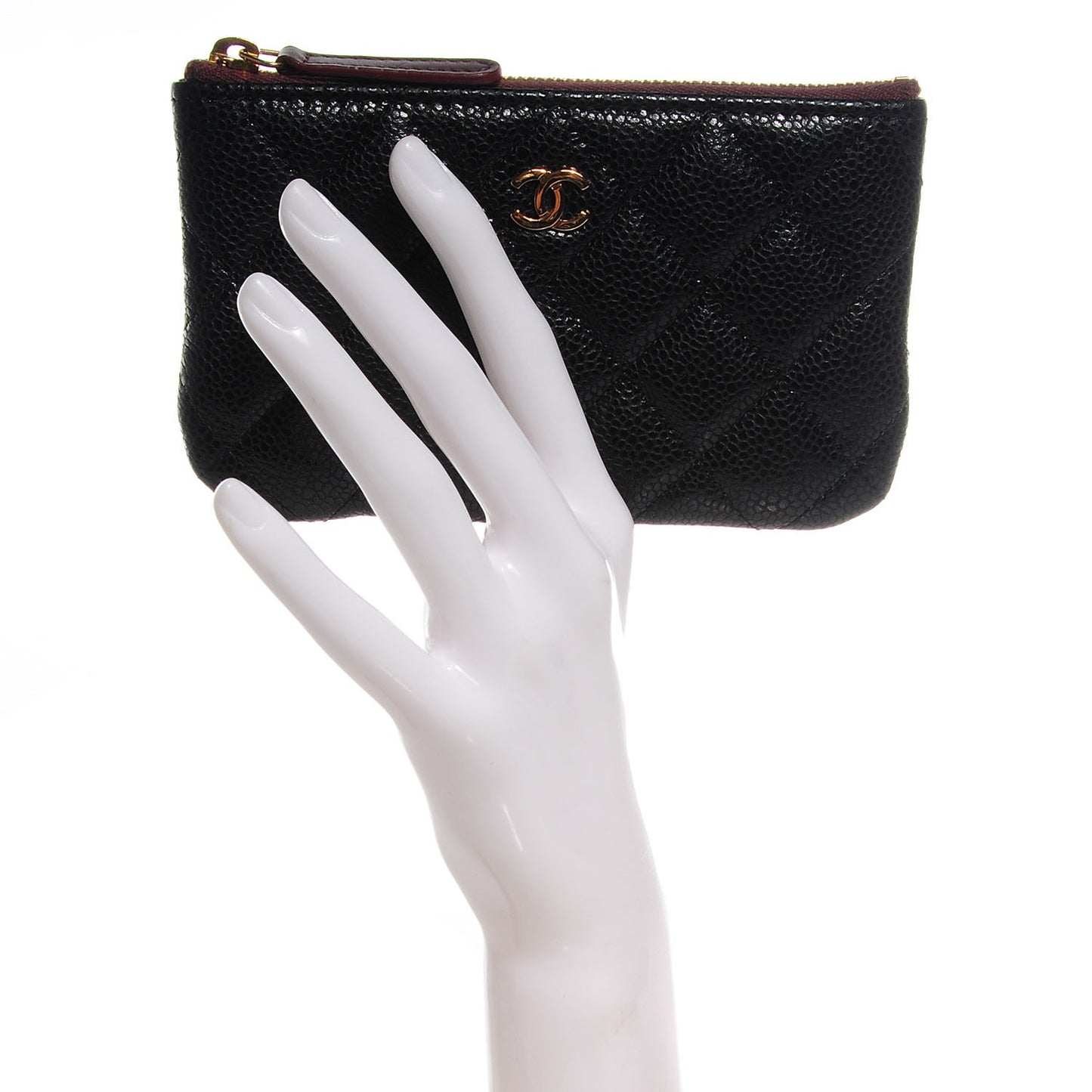 Caviar Quilted Coin Purse Case Black