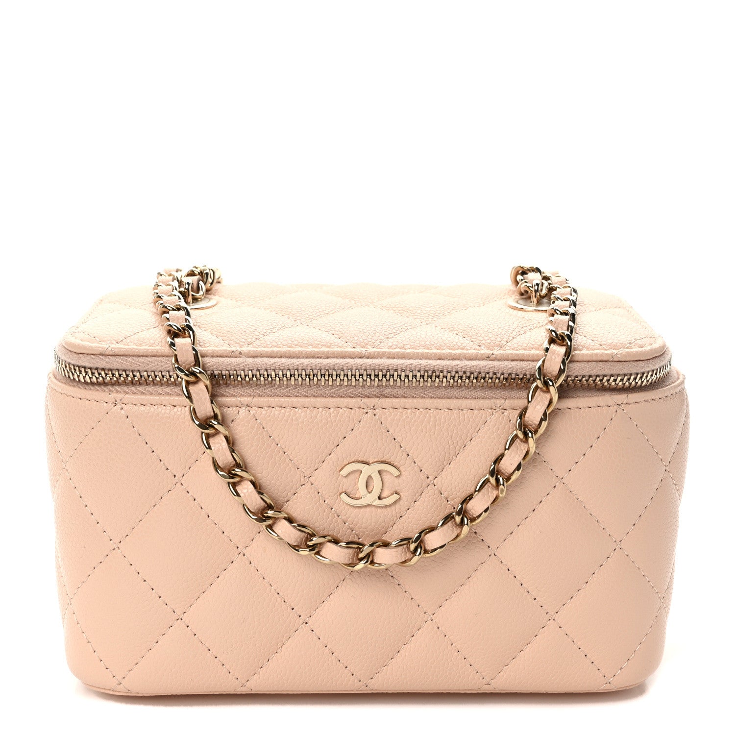 Chanel Caviar Quilted Small Vanity Case With Chain Light Beige 1 of 11
