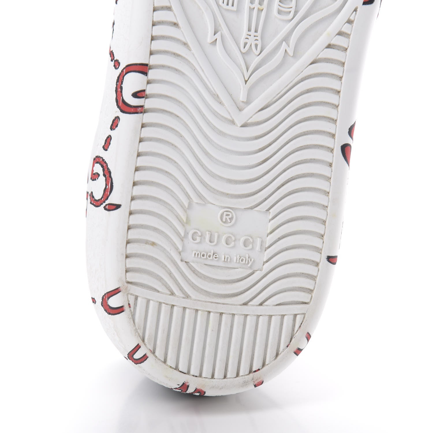 Gucci Calfskin GucciGhost Print Womens Ace Sneakers 37 White Hibiscus Red 6 of 9