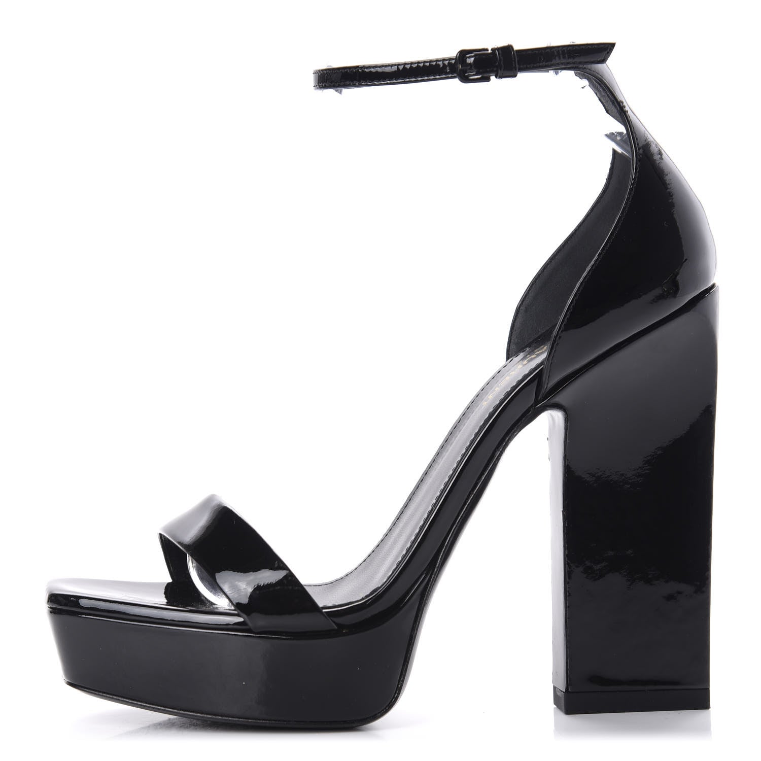 Saint Laurent Patent Debbie 105 Platform Sandals 37.5 Black 1 of 11