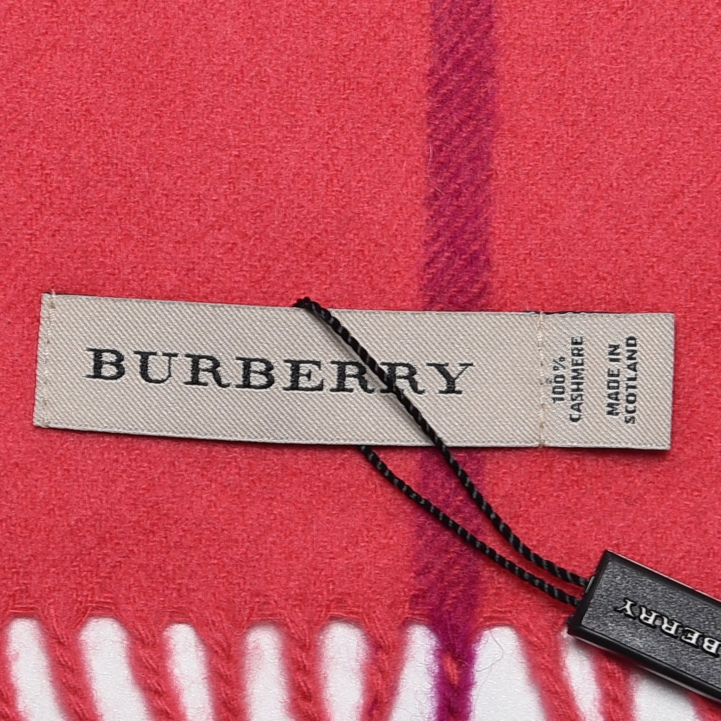 Cashmere Giant Check Fringe Scarf Pink Sweet Pea