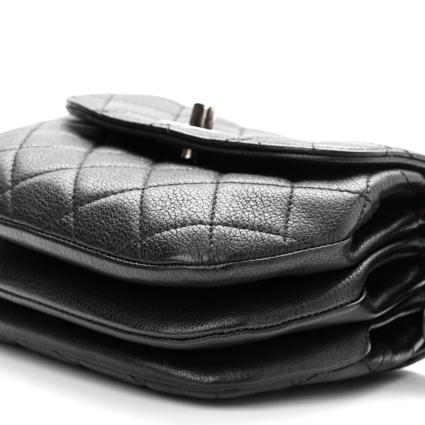 Goatskin Quilted CC Waiter Crossbody Black Black