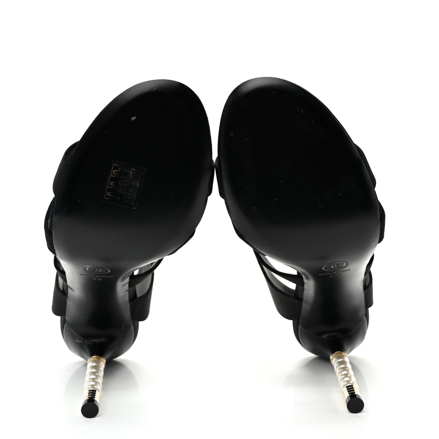Chanel Kid Suede Pearl Sandals 42 Black 6 of 13