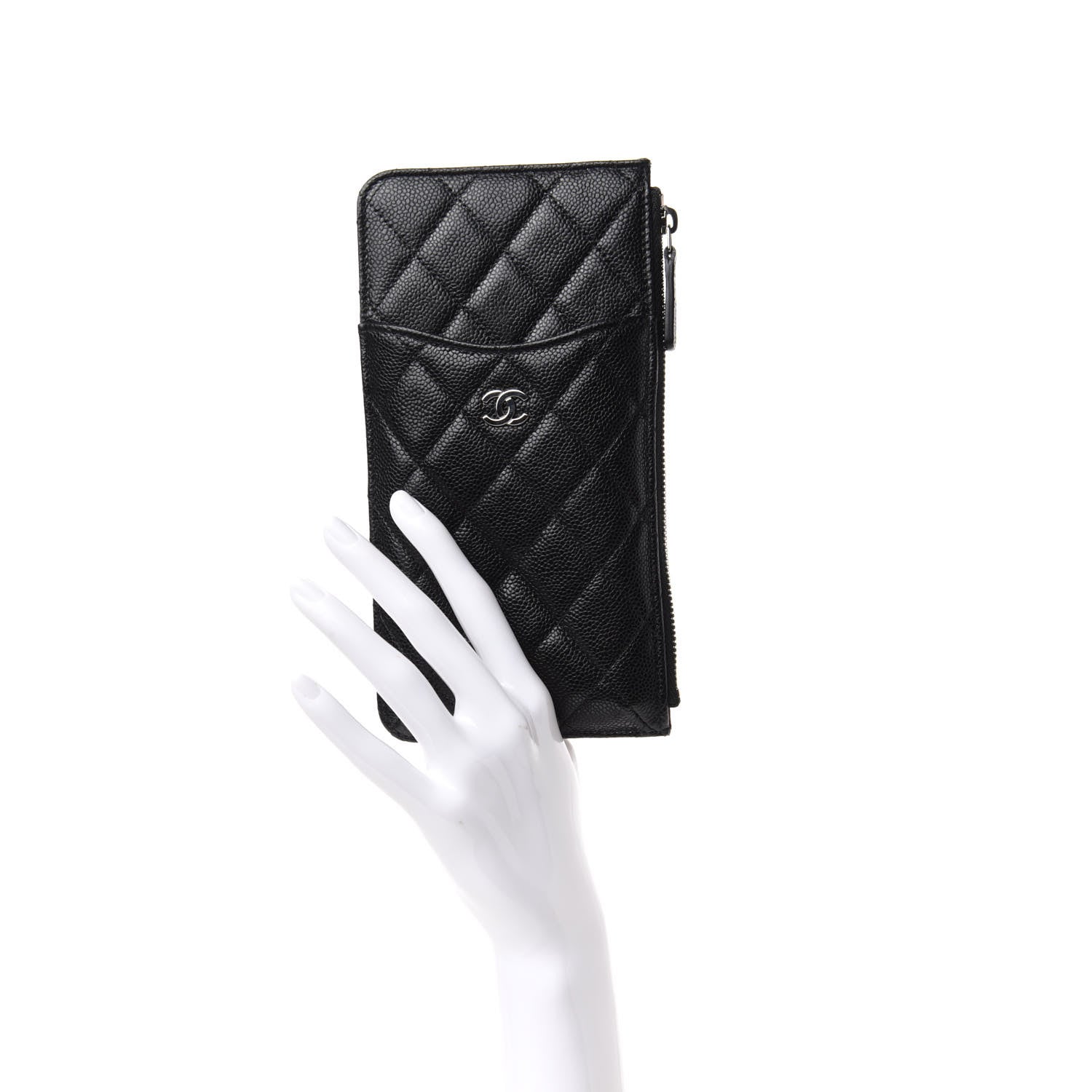 Chanel Caviar Quilted Classic Flat Wallet Pouch Black 2 of 8