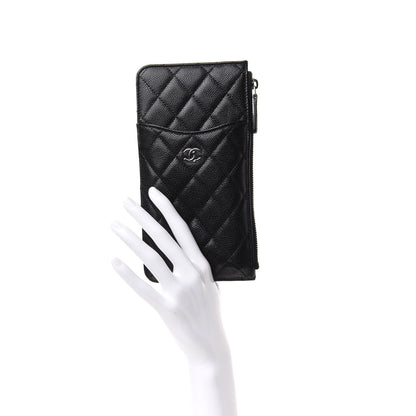 Chanel Caviar Quilted Classic Flat Wallet Pouch Black 2 of 8