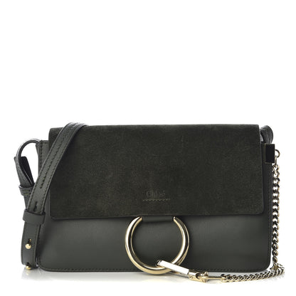 Chloe Suede Calfskin Small Faye Shoulder Bag Deep Forest 1 of 8