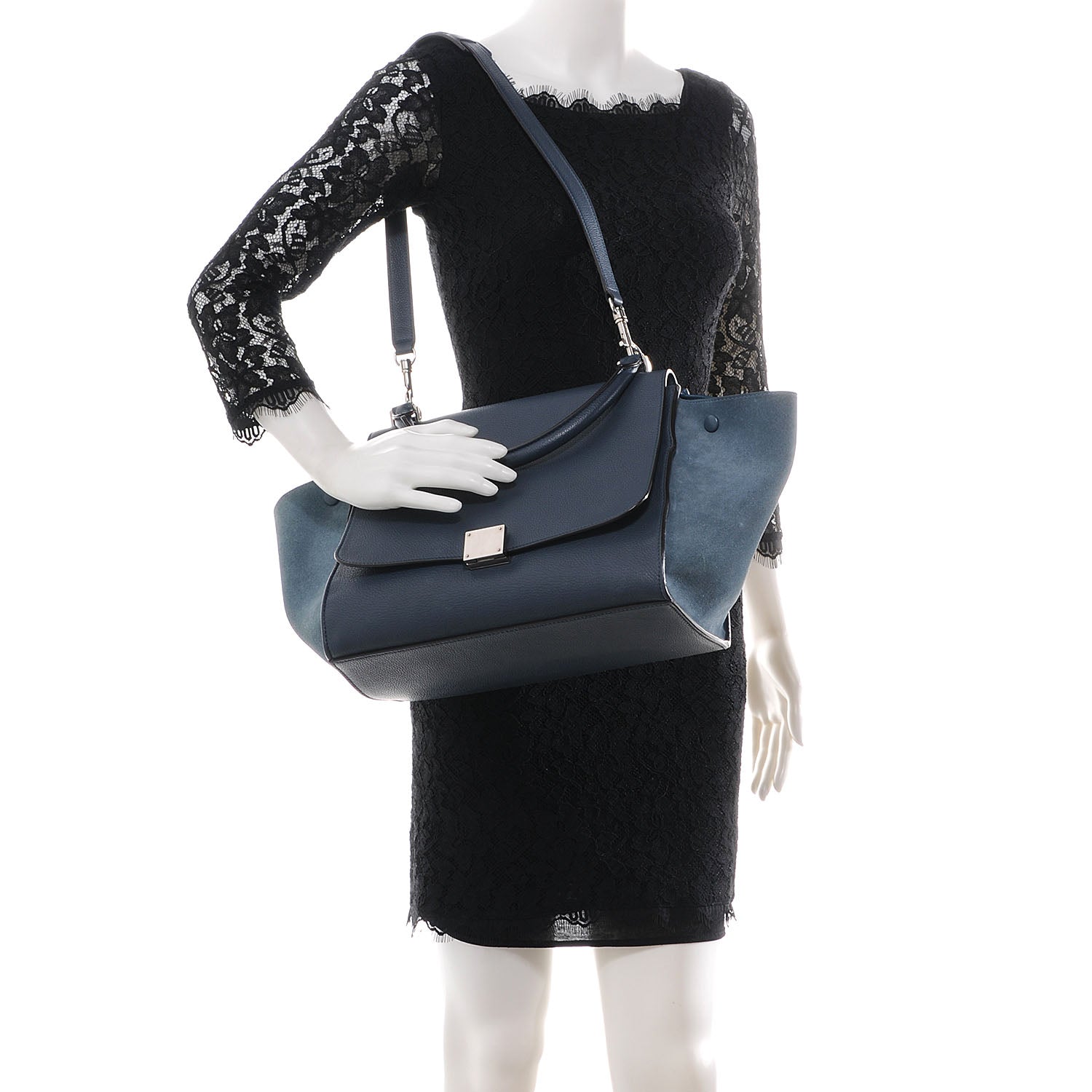 Celine Calfskin and Suede Small Trapeze Orage 2 of 7