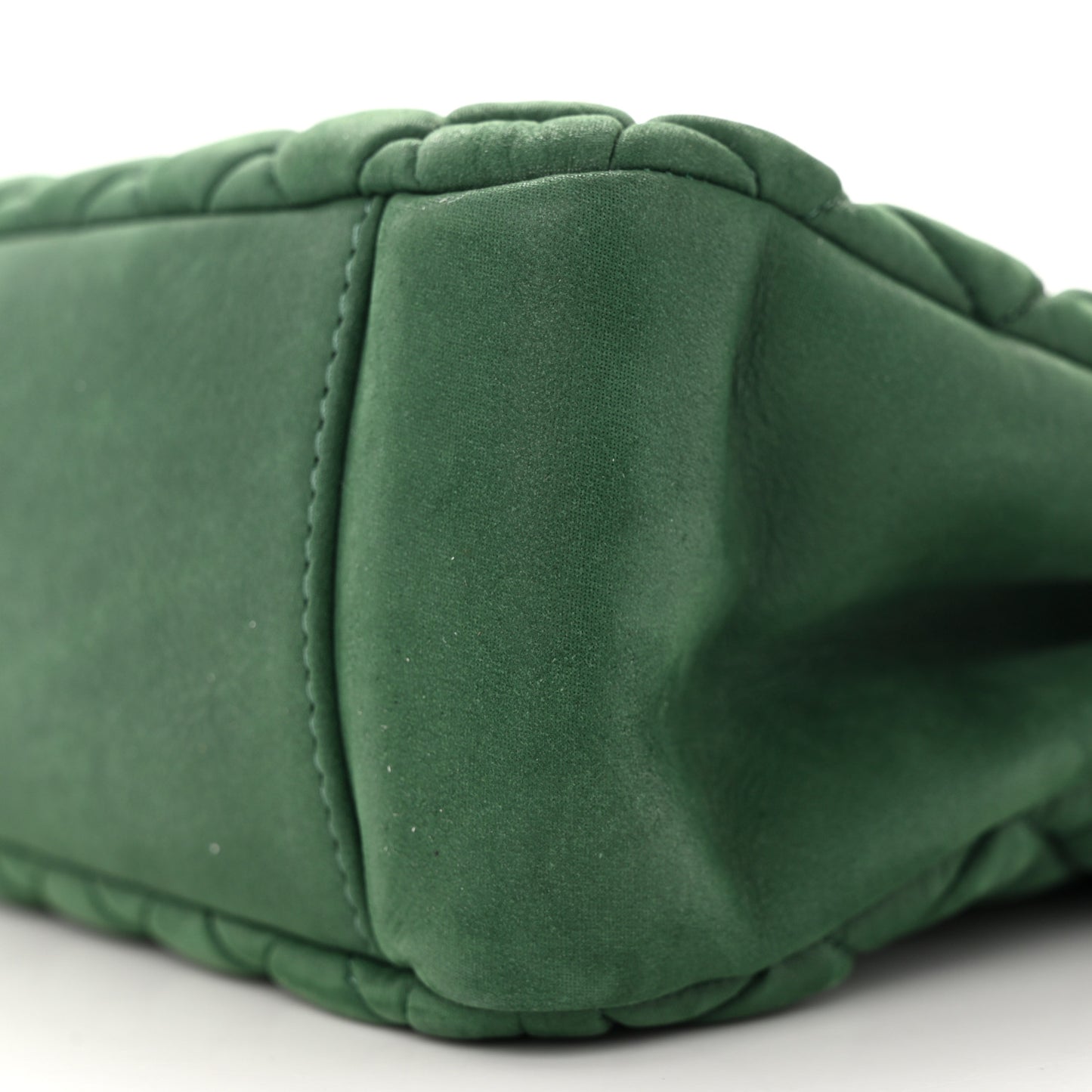 Iridescent Calfskin Quilted New Bubble Tote Vert Fonce