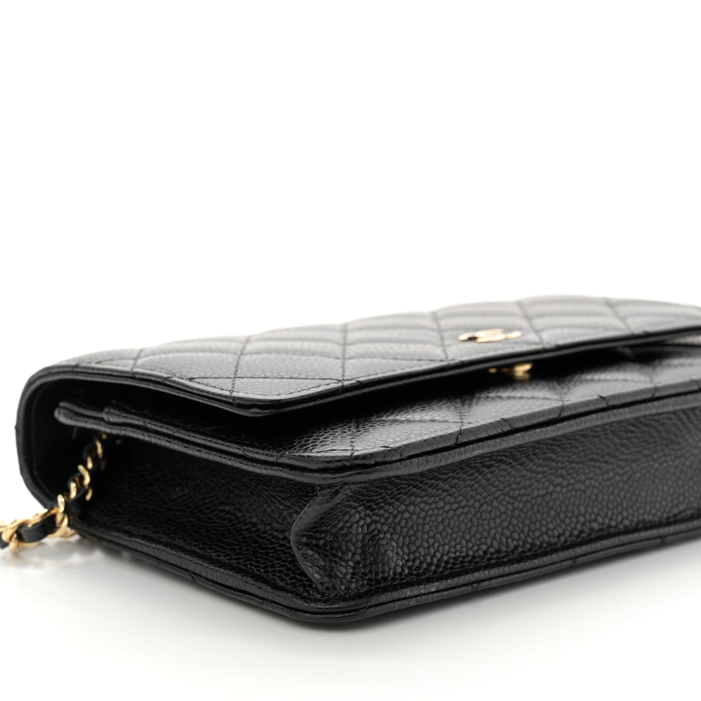 Caviar Quilted Wallet on Chain WOC Black