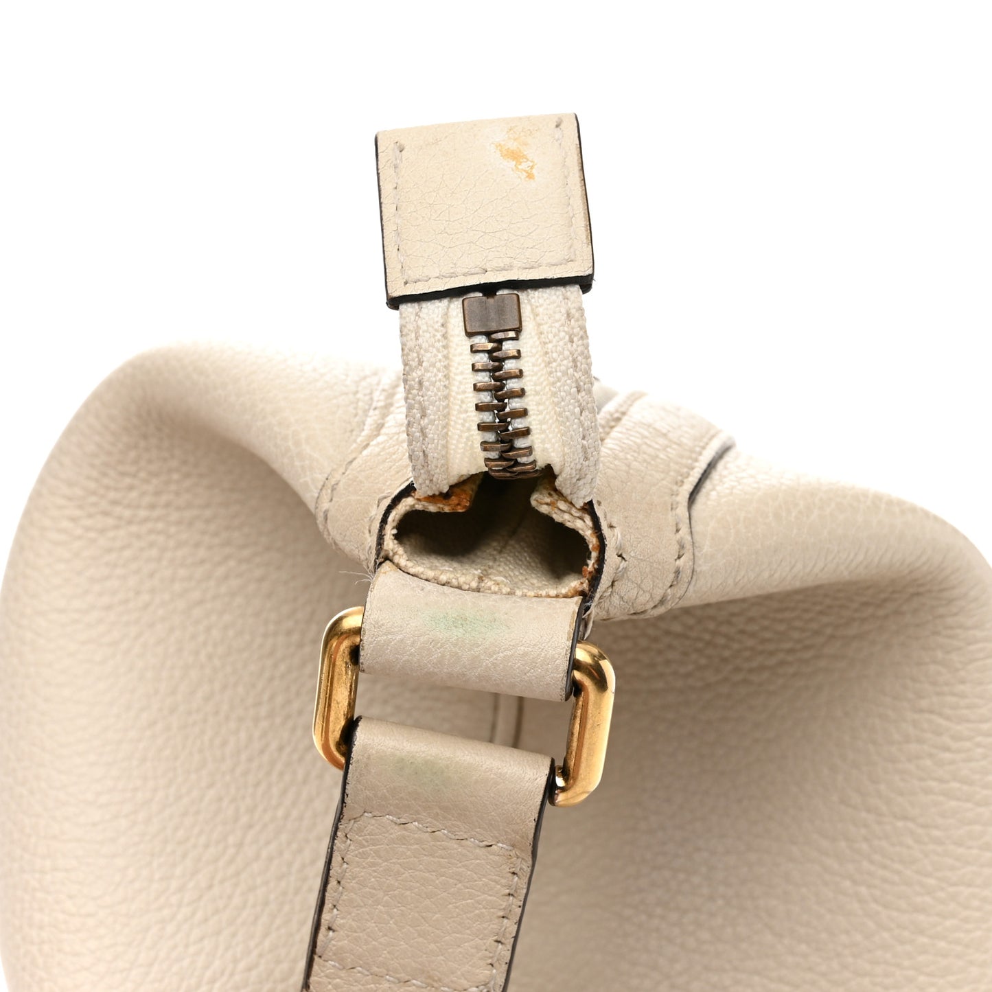 Grained Calfskin Logo Half Moon Hobo White