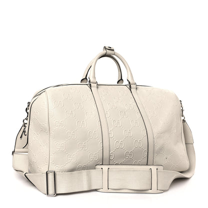 Gucci Calfskin GG Tennis Embossed Duffle Bag Mystic White 2 of 11