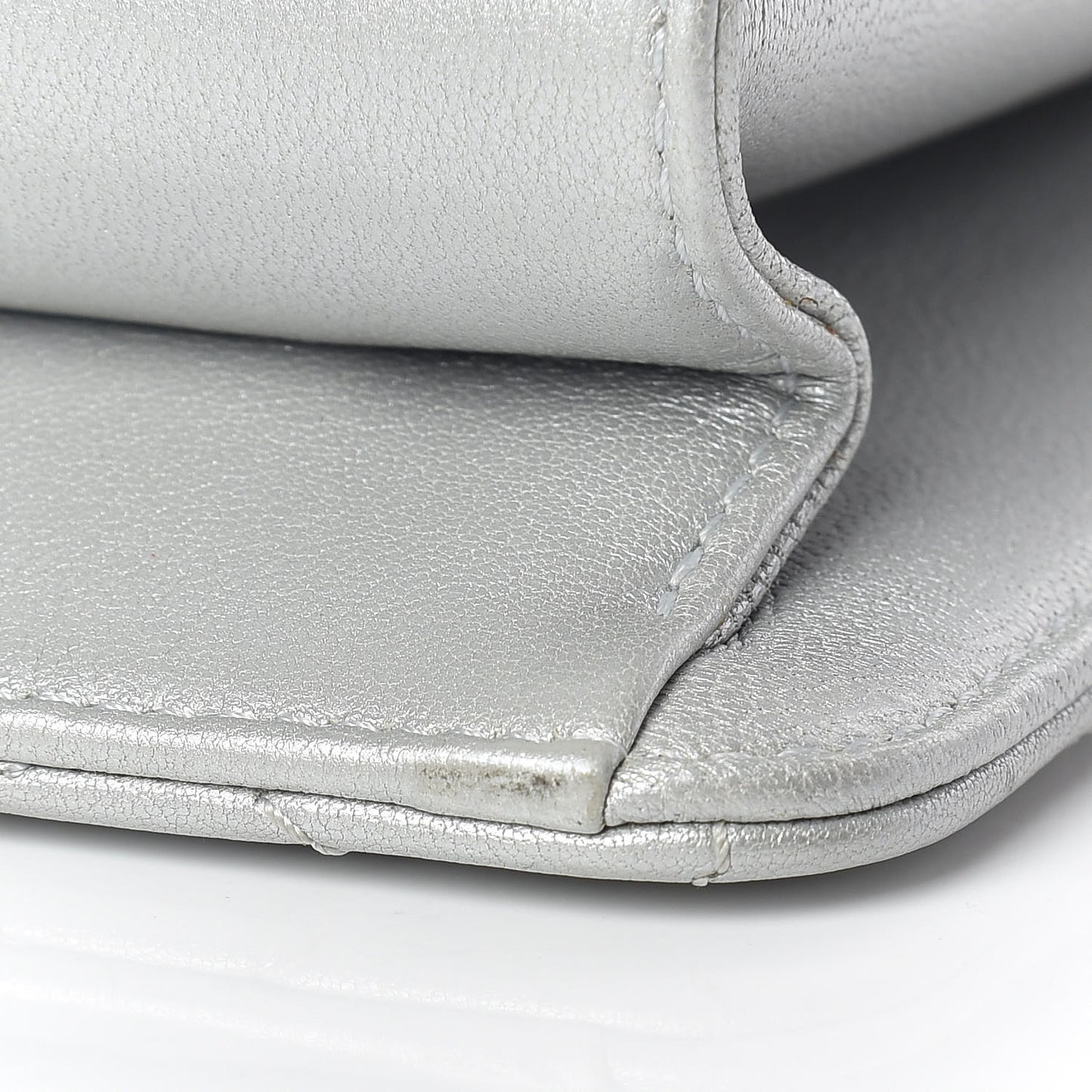 Metallic Sheepskin Quilted Beauty Lock Flap Silver