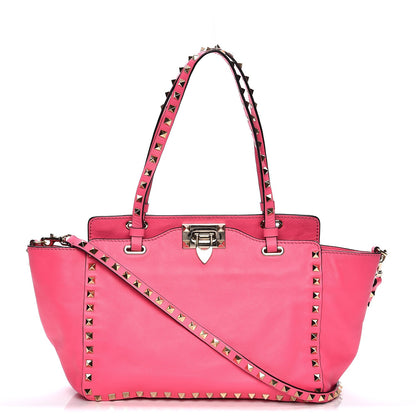Valentino Garavani Vitello Small Rockstud Tote Fuxia Fluo 1 of 10